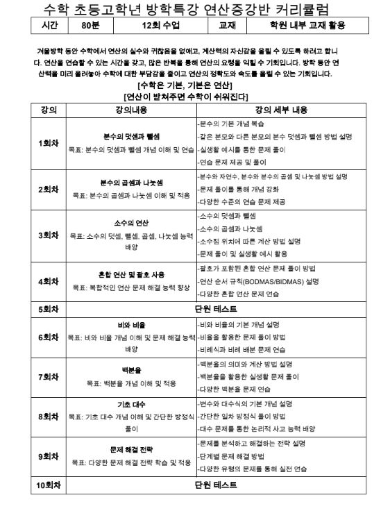 오름클래스 영천동 학원 내부